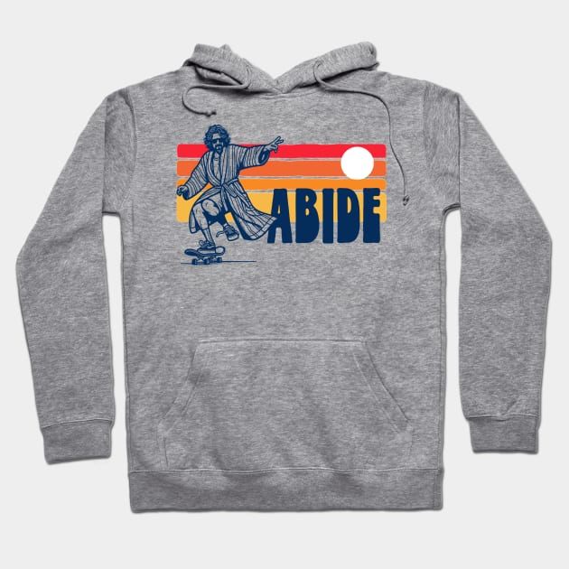 ABIDE Vintage 80s Skateboarding Dude Lebowski Retro Sunset Hoodie by GIANTSTEPDESIGN